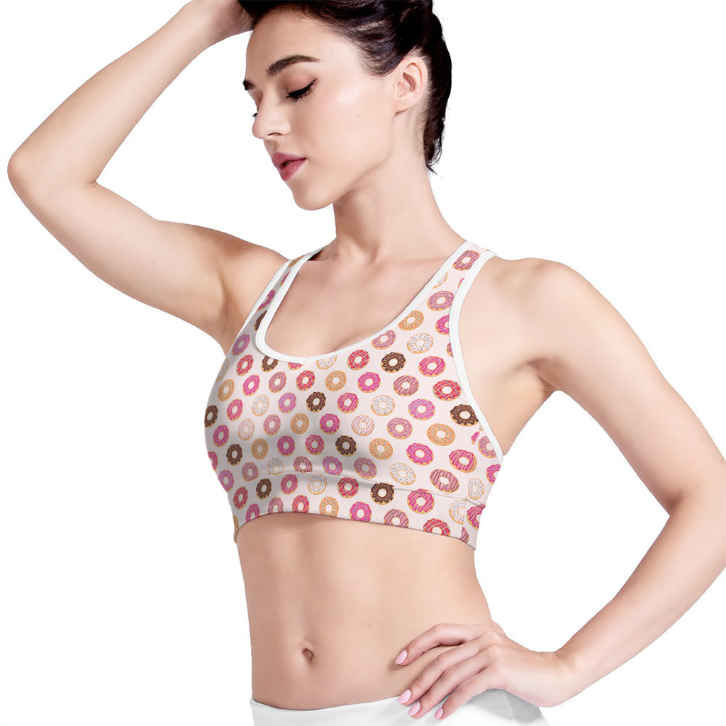 Pastel Donut Pattern Print Women's Sports Bra