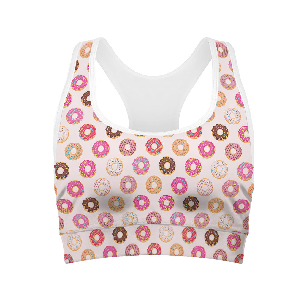 Pastel Donut Pattern Print Women's Sports Bra