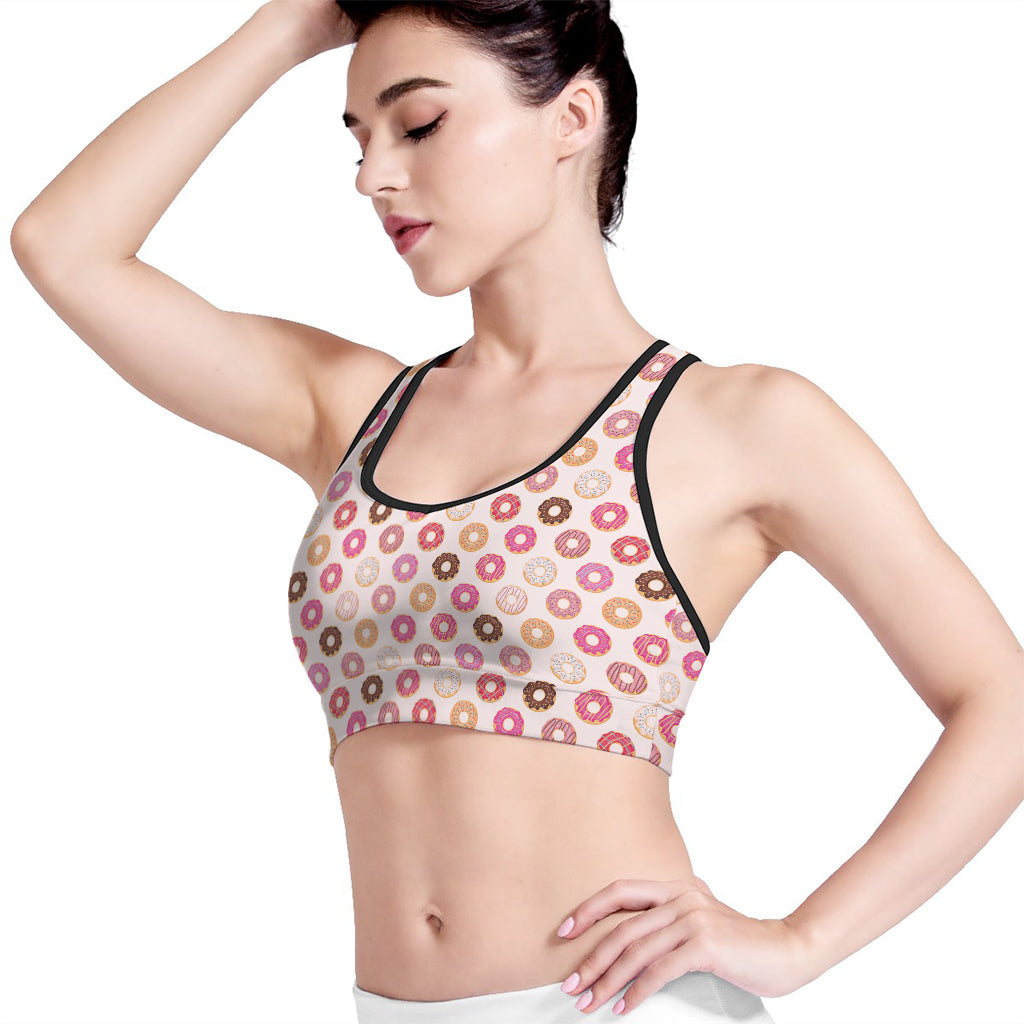 Pastel Donut Pattern Print Women's Sports Bra