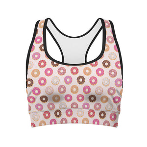 Pastel Donut Pattern Print Women's Sports Bra