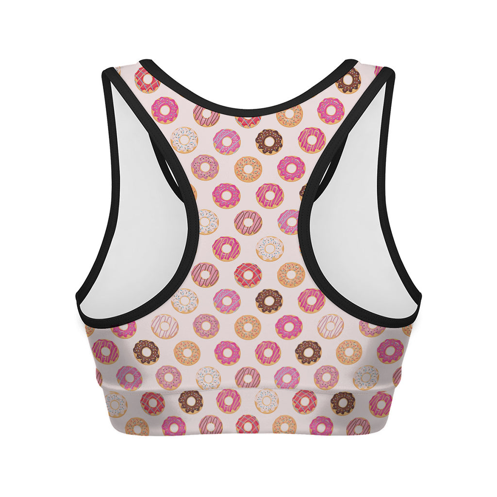 Pastel Donut Pattern Print Women's Sports Bra