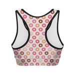 Pastel Donut Pattern Print Women's Sports Bra