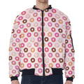 Pastel Donut Pattern Print Zip Sleeve Bomber Jacket