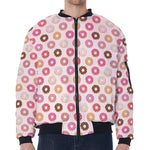 Pastel Donut Pattern Print Zip Sleeve Bomber Jacket