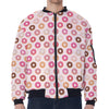 Pastel Donut Pattern Print Zip Sleeve Bomber Jacket