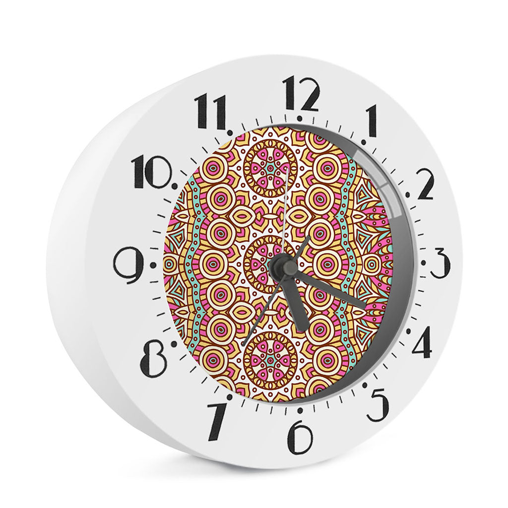 Pastel Ethnic Mandala Print Alarm Clock