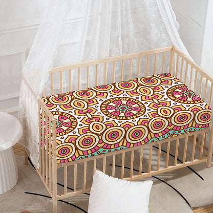 Pastel Ethnic Mandala Print Baby Crib Sheet