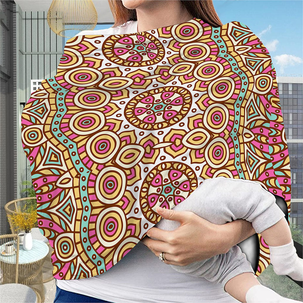 Pastel Ethnic Mandala Print Baby Seat Cover