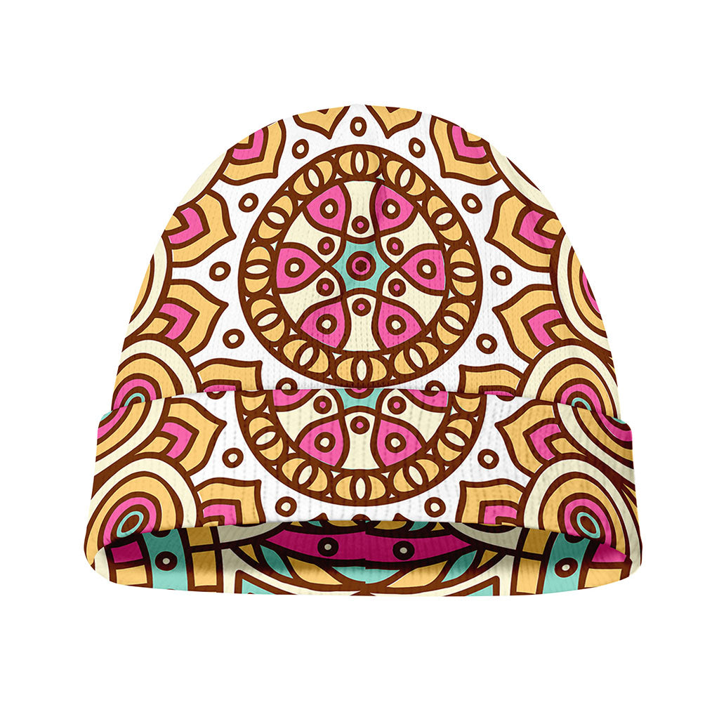 Pastel Ethnic Mandala Print Beanie