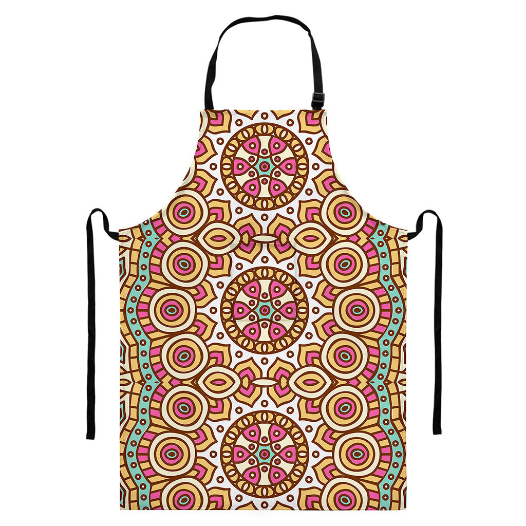 Pastel Ethnic Mandala Print Bib Apron With Pocket