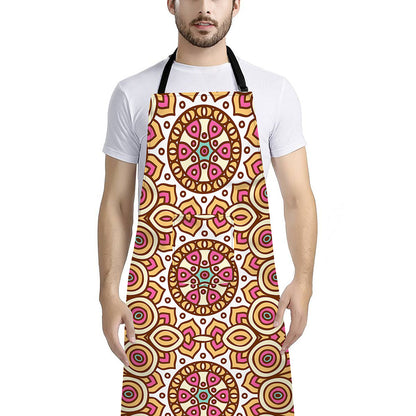 Pastel Ethnic Mandala Print Bib Apron With Pocket