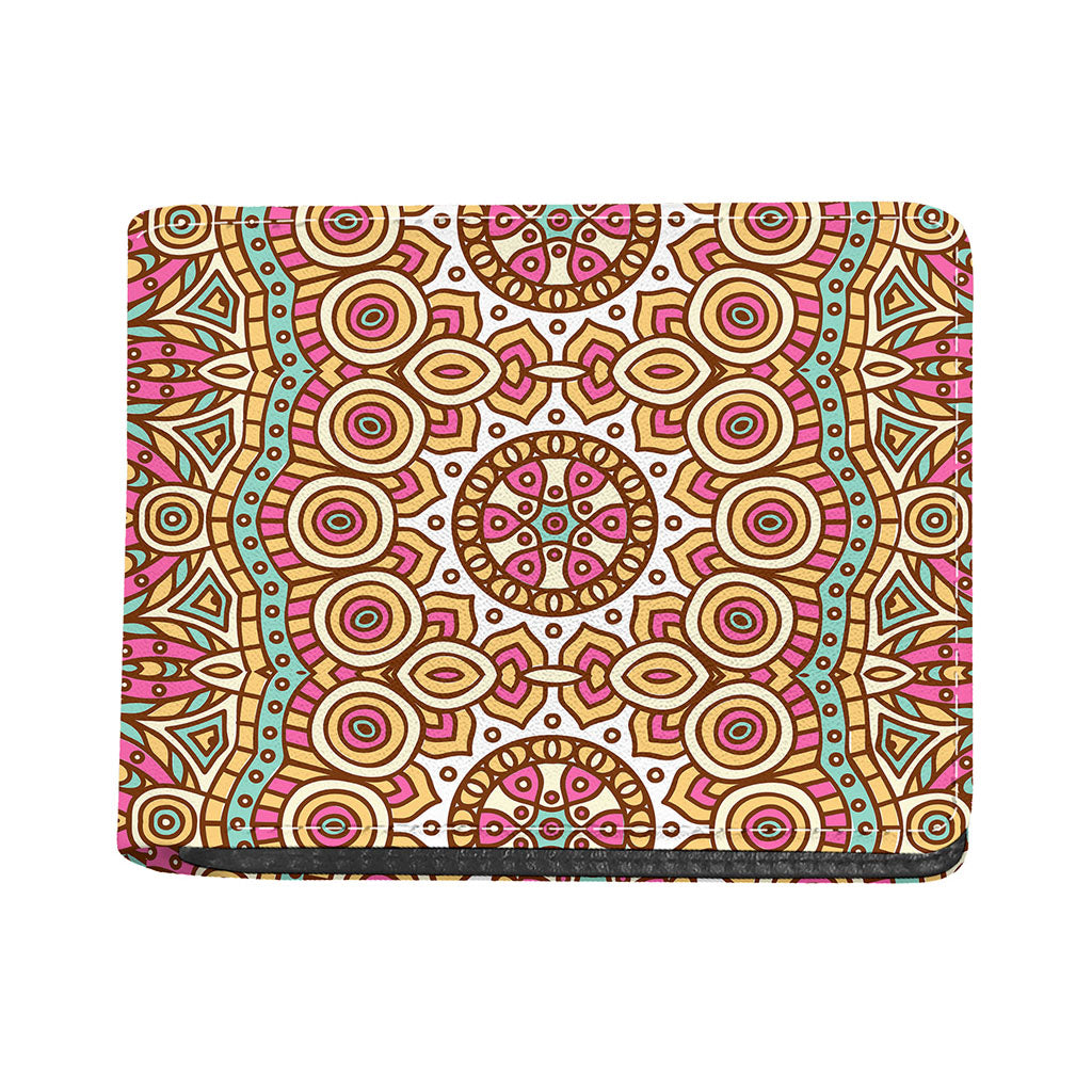 Pastel Ethnic Mandala Print Bifold Wallet