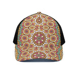 Pastel Ethnic Mandala Print Black Mesh Trucker Cap