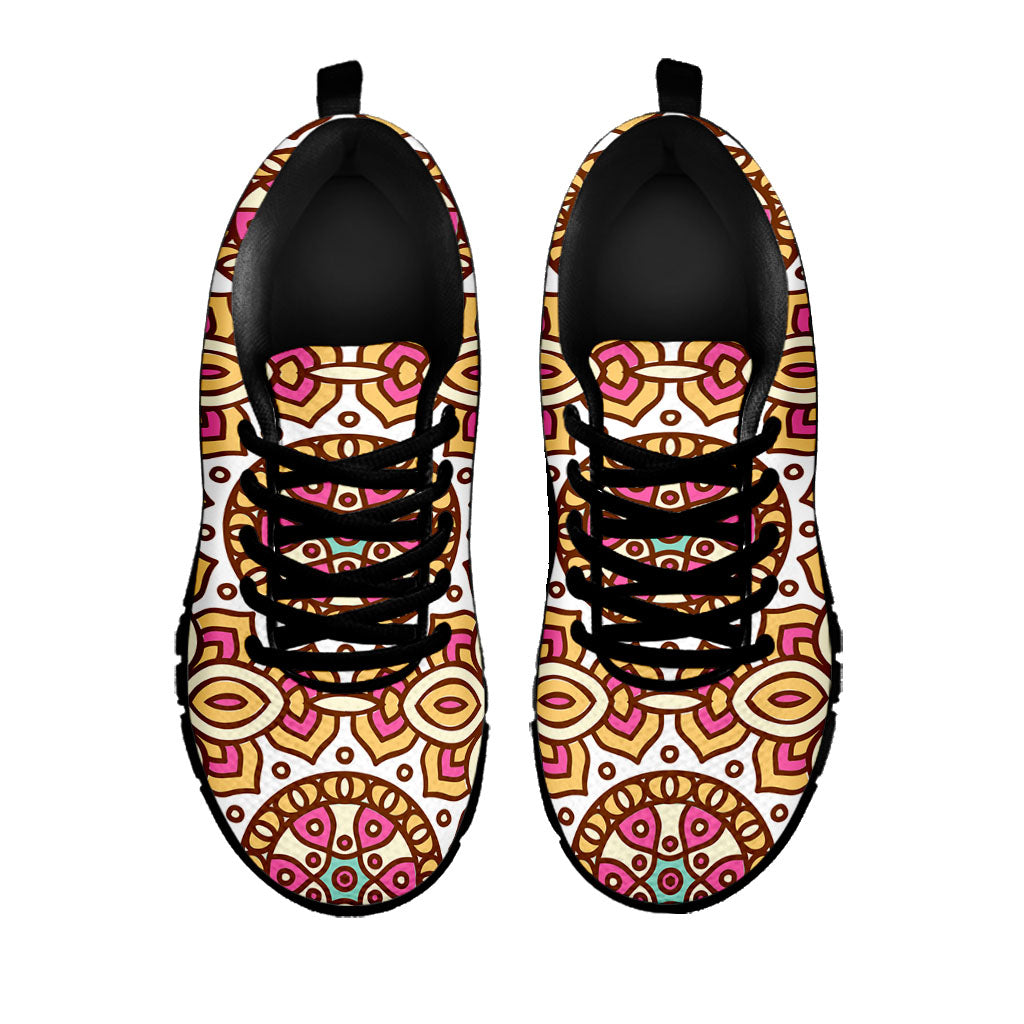 Pastel Ethnic Mandala Print Black Running Shoes