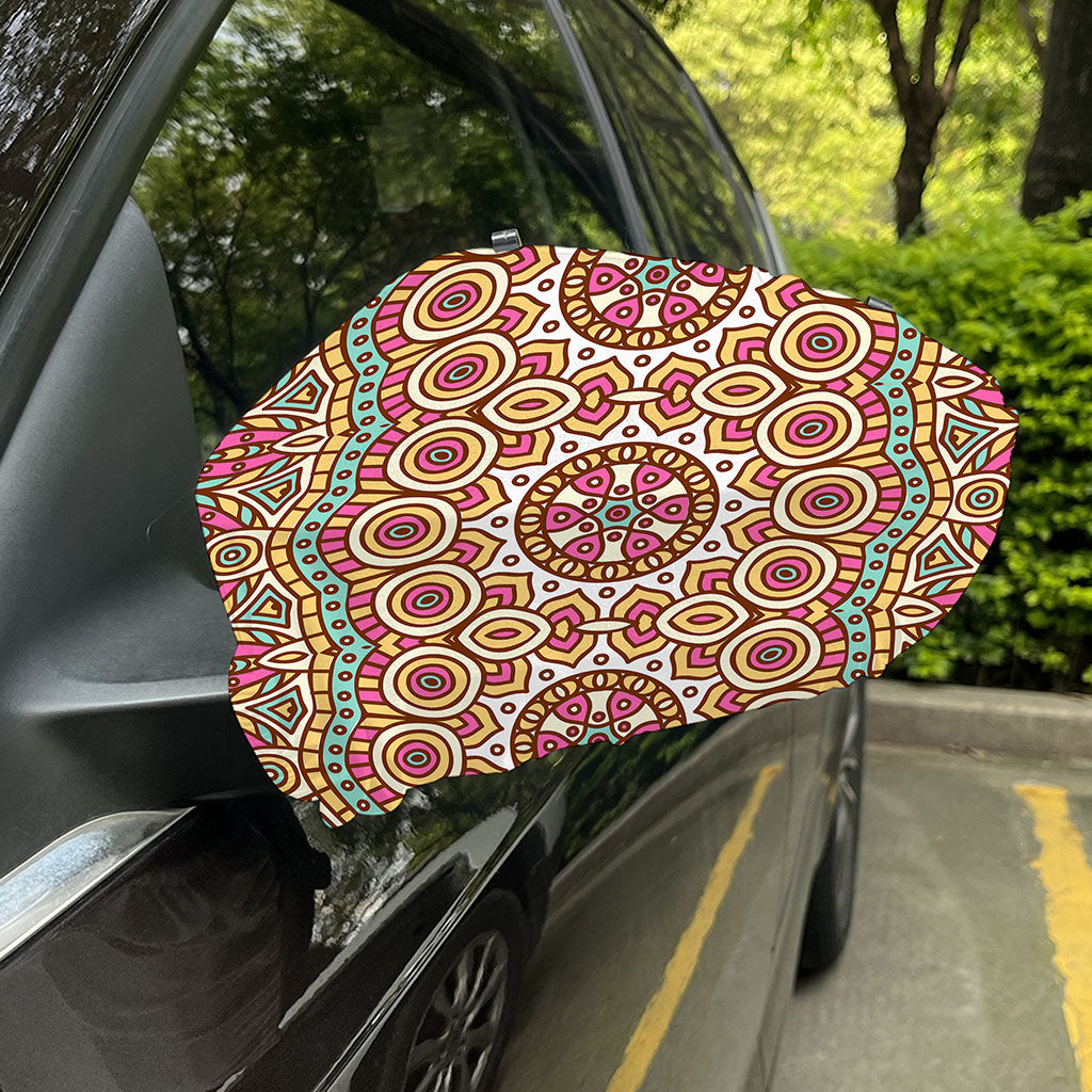 Pastel Ethnic Mandala Print Car Side Mirror Covers