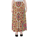 Pastel Ethnic Mandala Print Chiffon Maxi Skirt