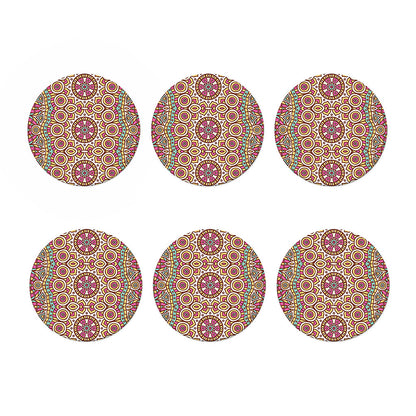 Pastel Ethnic Mandala Print Coaster Set