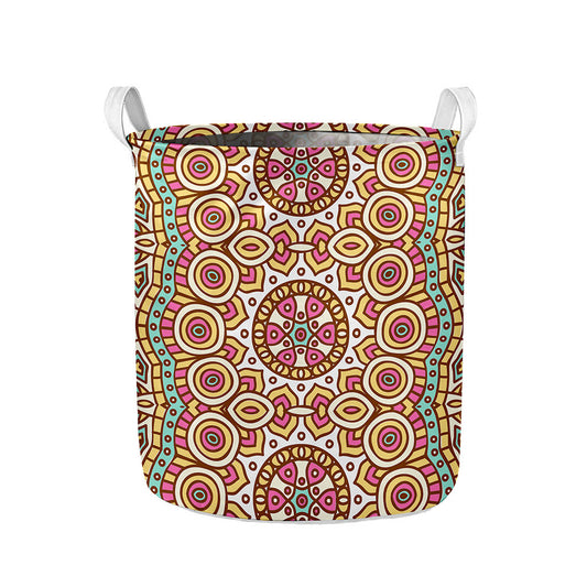Pastel Ethnic Mandala Print Collapsible Laundry Basket