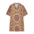 Pastel Ethnic Mandala Print Cotton Hawaiian Shirt