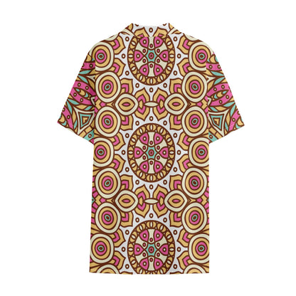 Pastel Ethnic Mandala Print Cotton Hawaiian Shirt