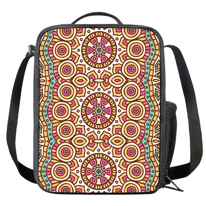Pastel Ethnic Mandala Print Crossbody Lunch Bag