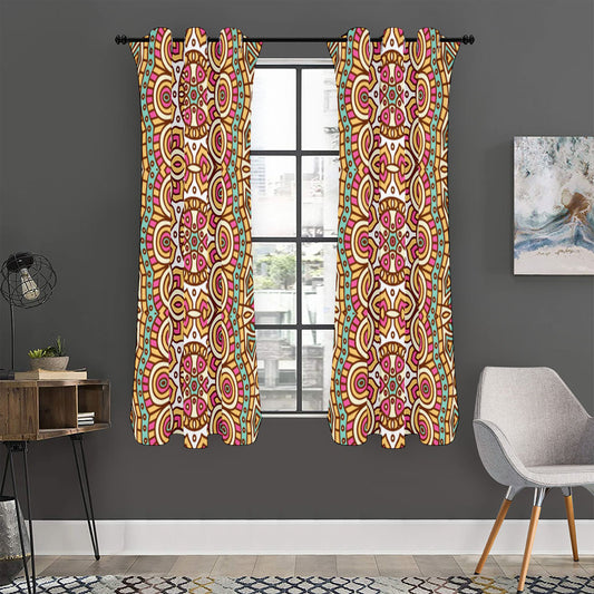 Pastel Ethnic Mandala Print Curtain
