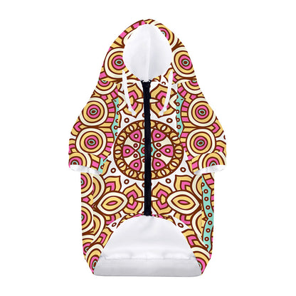 Pastel Ethnic Mandala Print Dog Zip Up Hoodie