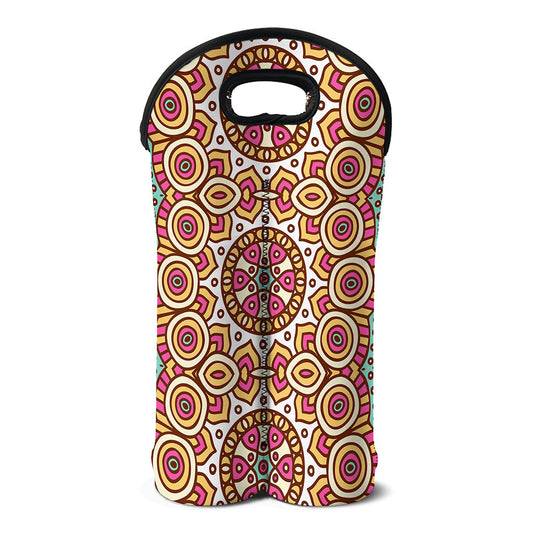 Pastel Ethnic Mandala Print Double Neoprene Wine Tote