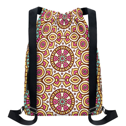 Pastel Ethnic Mandala Print Drawstring Backpack