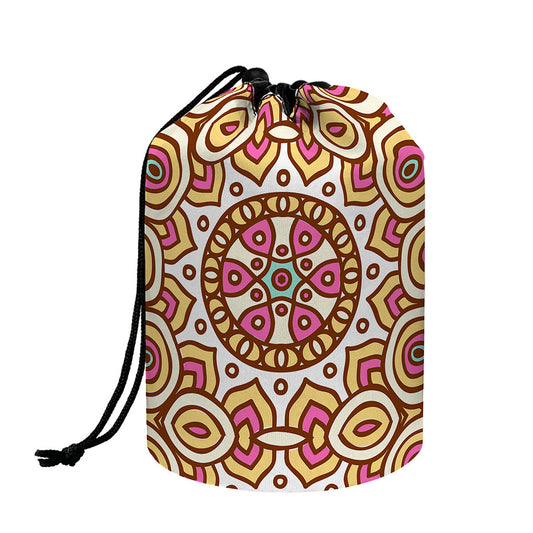 Pastel Ethnic Mandala Print Drawstring Makeup Bag