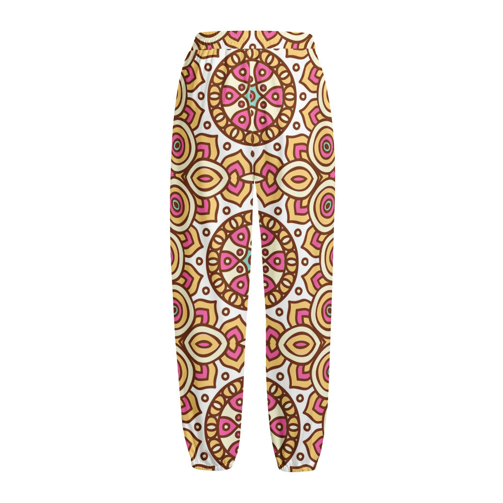 Pastel Ethnic Mandala Print Fleece Lined Knit Pants