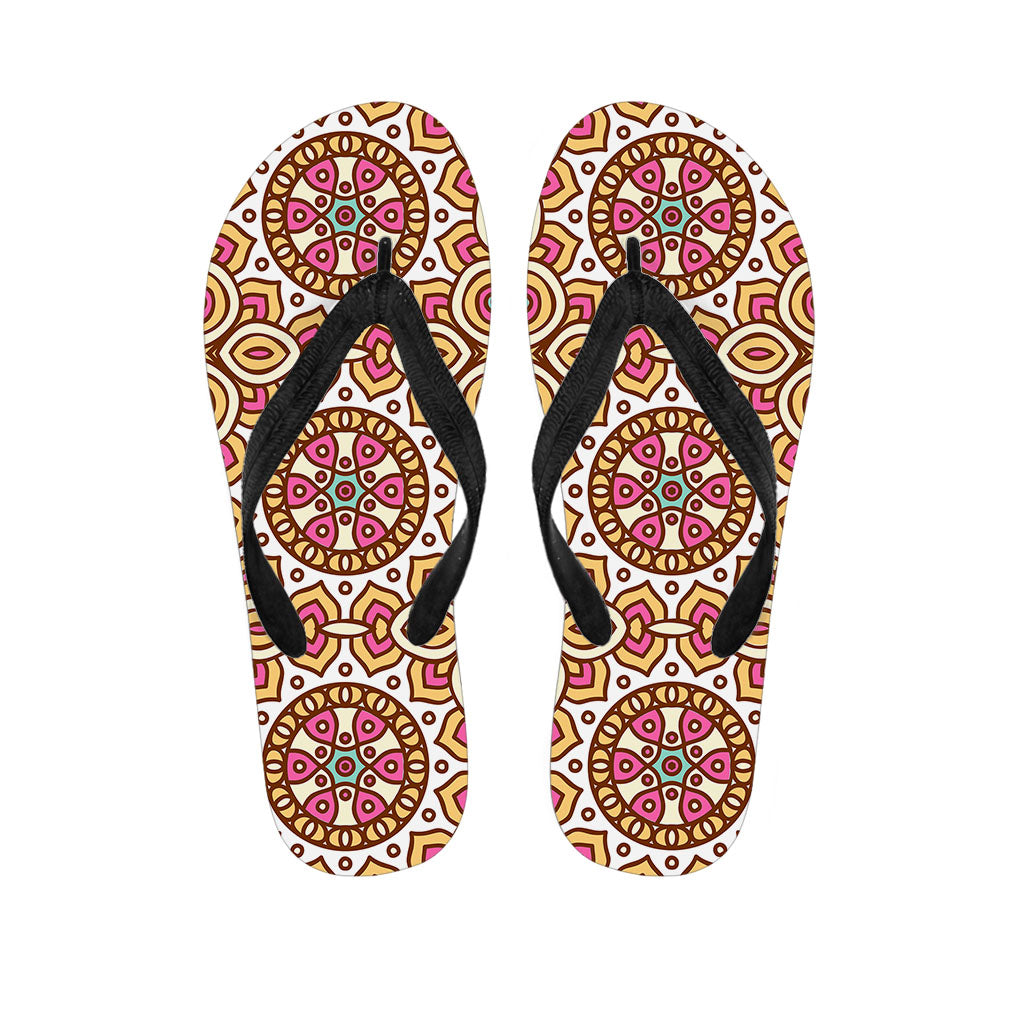 Pastel Ethnic Mandala Print Flip Flops