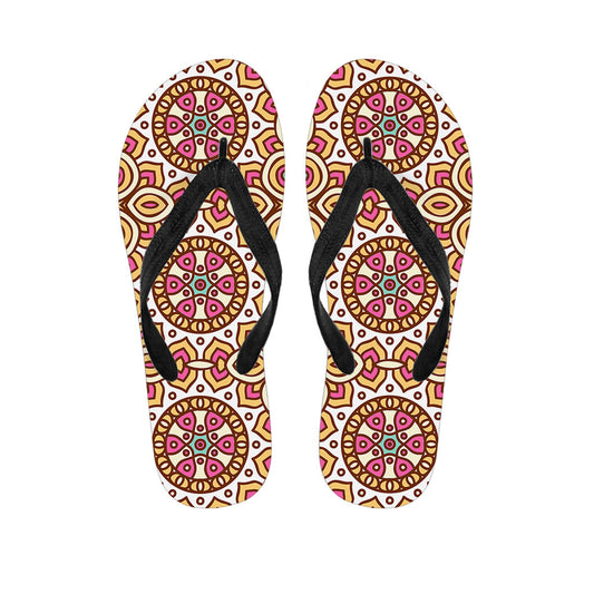 Pastel Ethnic Mandala Print Flip Flops