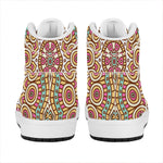 Pastel Ethnic Mandala Print High Top Leather Sneakers