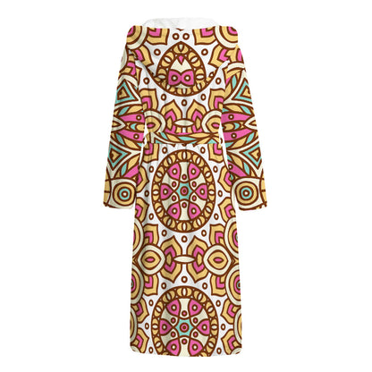 Pastel Ethnic Mandala Print Hooded Bathrobe