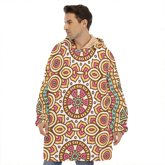 Pastel Ethnic Mandala Print Hoodie Blanket