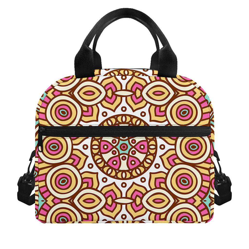 Pastel Ethnic Mandala Print Insulated Lunch Bag