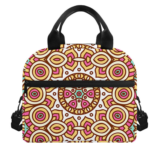 Pastel Ethnic Mandala Print Insulated Lunch Bag