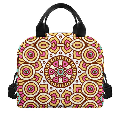 Pastel Ethnic Mandala Print Insulated Lunch Bag