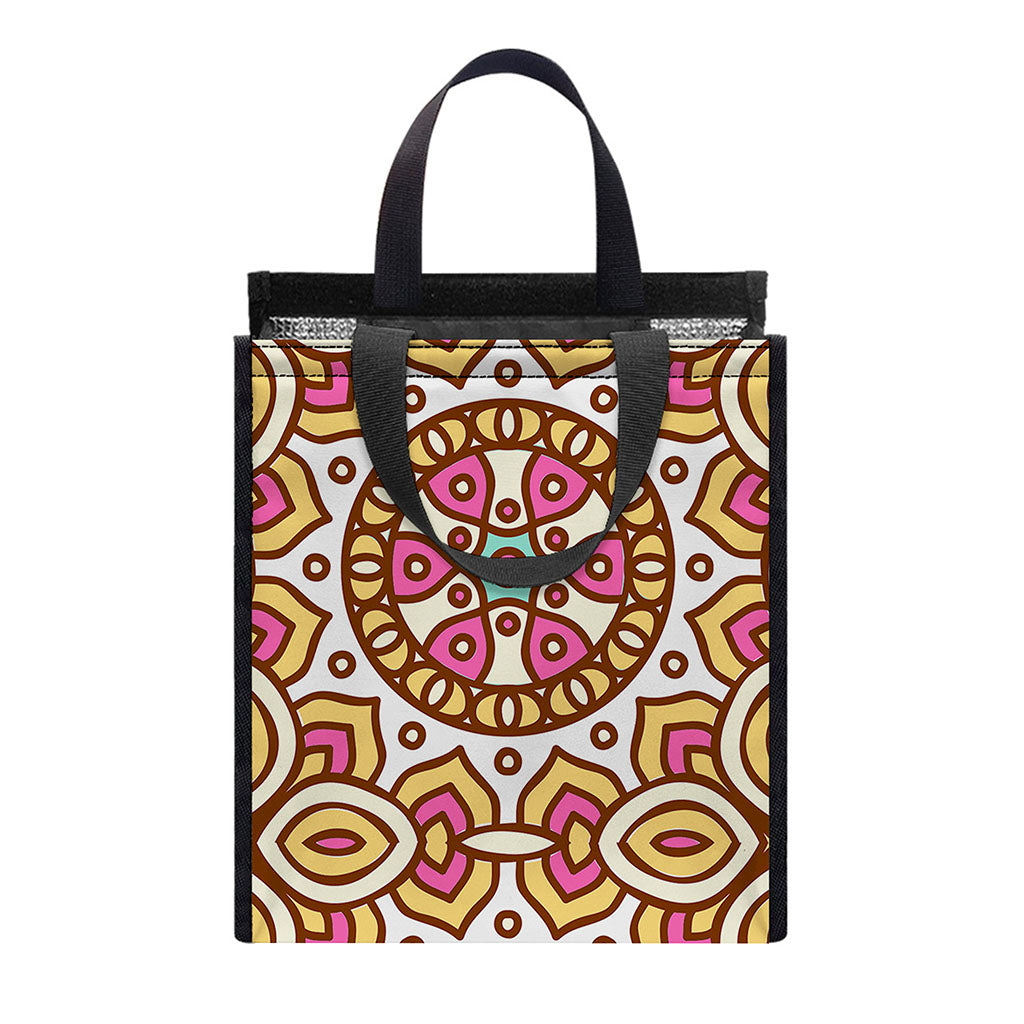 Pastel Ethnic Mandala Print Insulated Lunch Tote