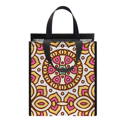 Pastel Ethnic Mandala Print Insulated Lunch Tote