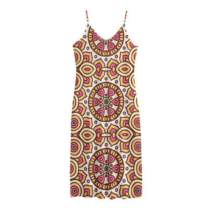 Pastel Ethnic Mandala Print Jersey Midi Cami Dress