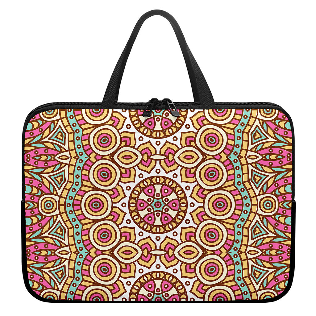 Pastel Ethnic Mandala Print Laptop Sleeve With Handle