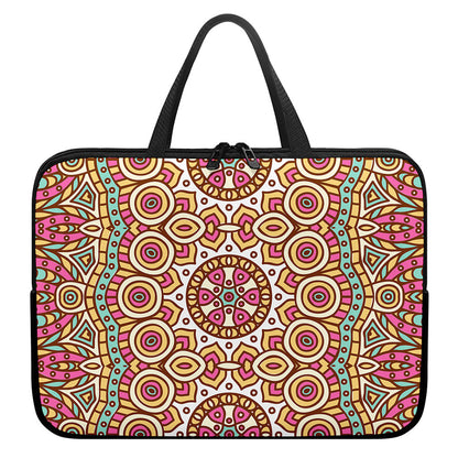 Pastel Ethnic Mandala Print Laptop Sleeve With Handle