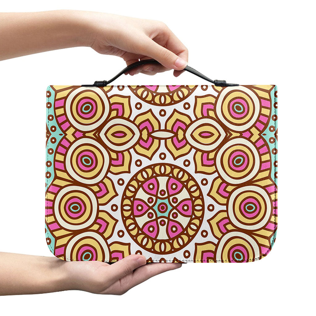 Pastel Ethnic Mandala Print Leather Bible Cover
