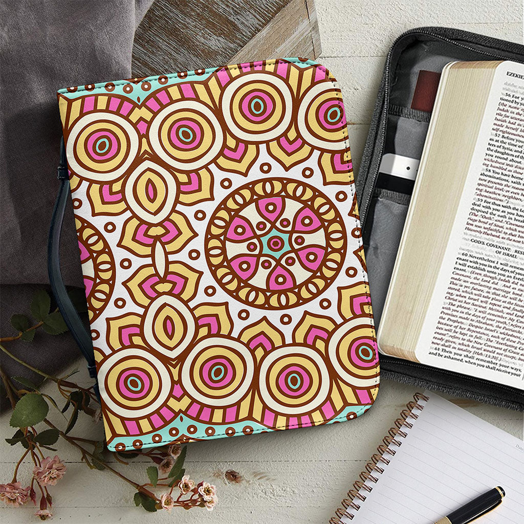 Pastel Ethnic Mandala Print Leather Bible Cover
