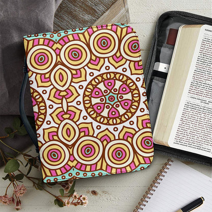 Pastel Ethnic Mandala Print Leather Bible Cover