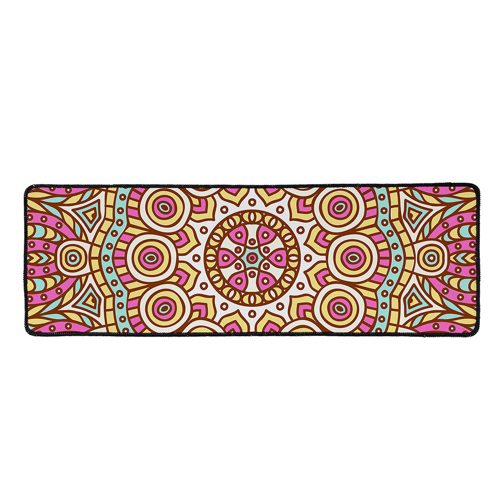 Pastel Ethnic Mandala Print Long Kitchen Mat