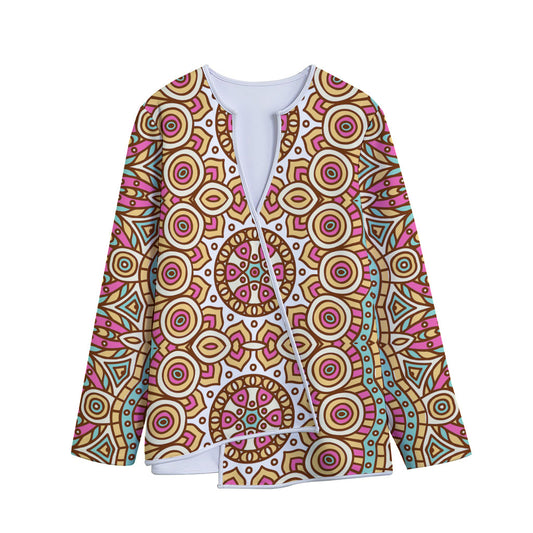 Pastel Ethnic Mandala Print Long Sleeve Short Coat