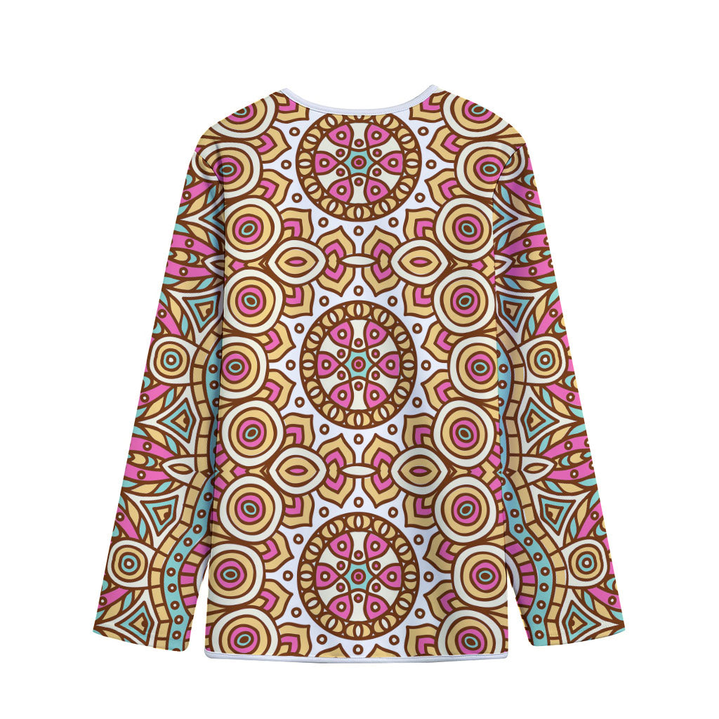 Pastel Ethnic Mandala Print Long Sleeve Short Coat